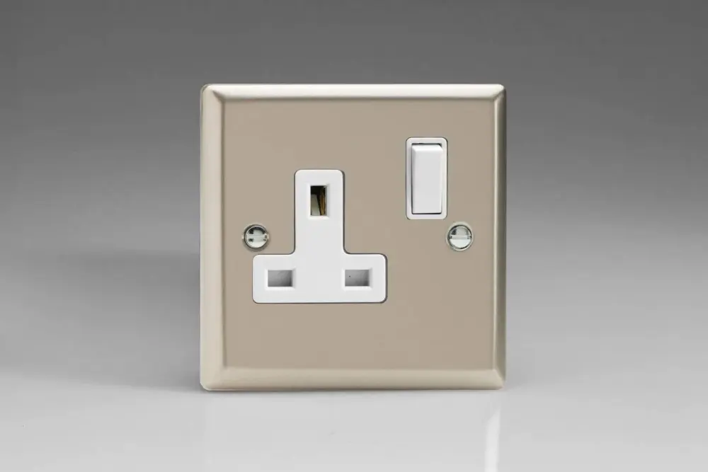 Varilight XN4W 13A Switched Socket Satin Snow 1-Gang