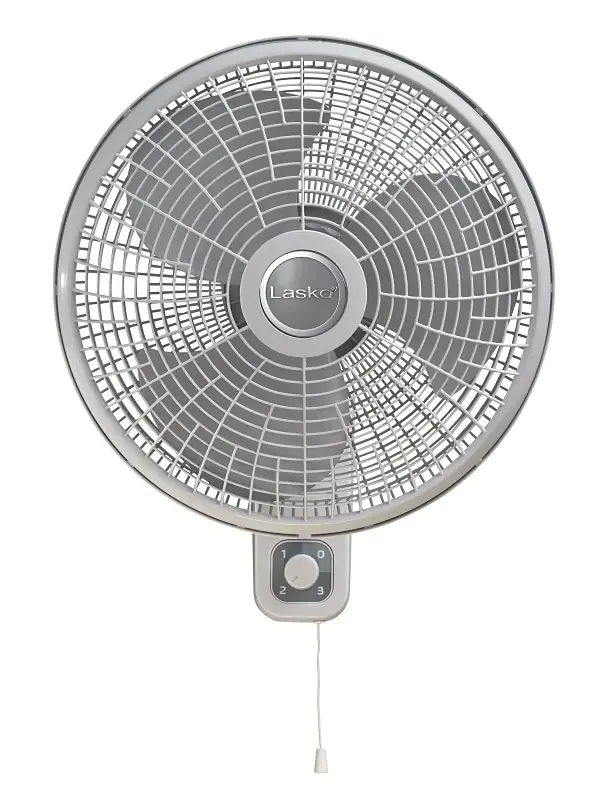 Lasko M16900 Oscillating Wall Fix Fan, 120 V, 16 Dia Blade, 3-Blade, 3-Speed, Gray/White