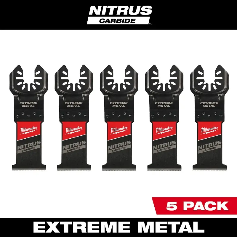Milwaukee NITRUS CARBIDE Series 49-25-1565 Oscillating Multi-Tool Blade, Carbide, 1-3/8 D Cutting, 5/PK