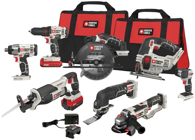 Porter-Cable PCCK619L8 Combination Tool Kit, Battery Included, 1.5, 4 Ah, 20 V, Lithium-Ion | High Torque