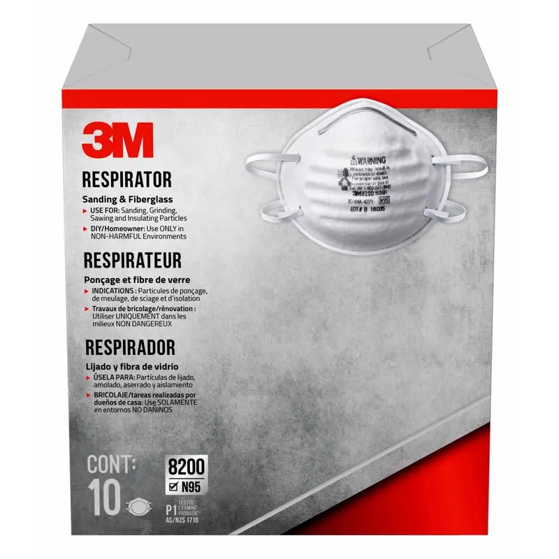 3M N95 Paint Sanding Cup Disposable Respirator Pro-Series Valved White 10 pc