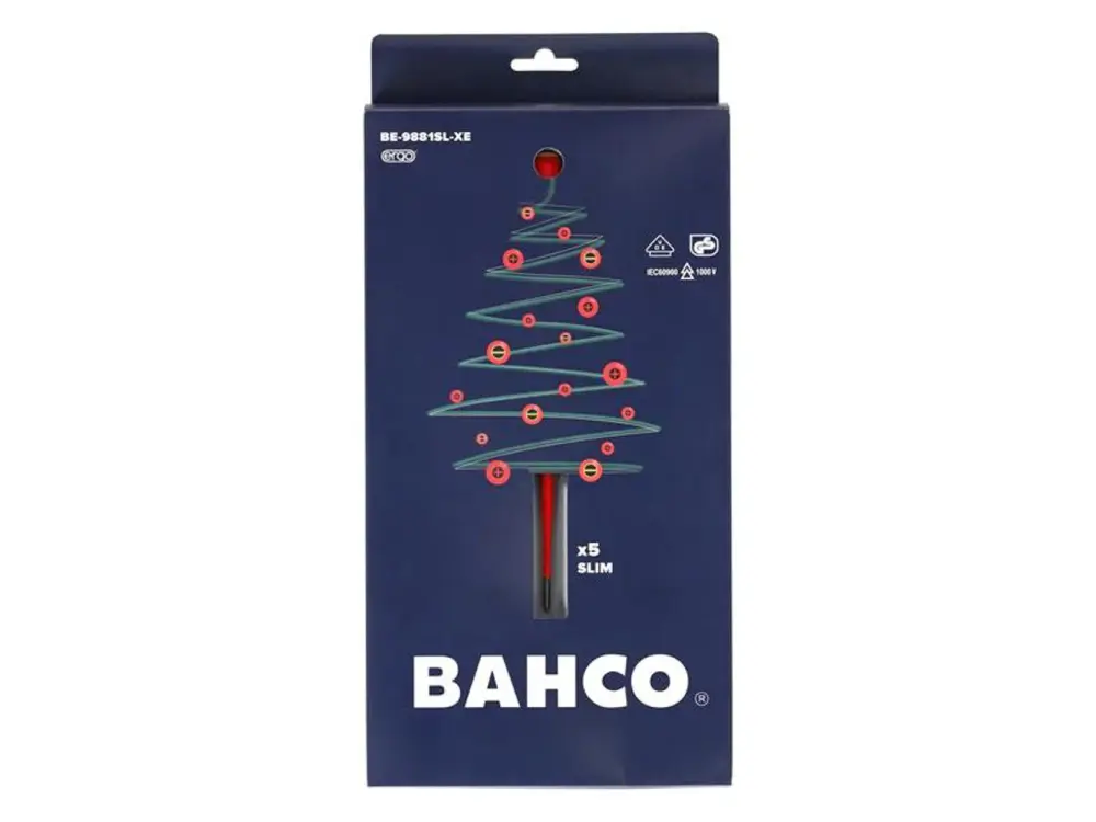 Bahco Xmas Be-9881Sl Ergo Slim Vde Protected Screwdriver Set, 5 Piece