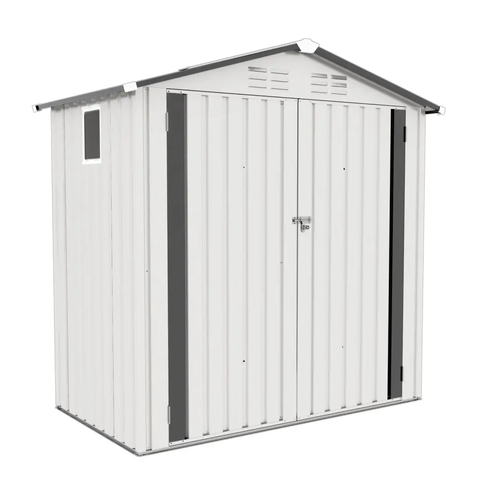 Garden Tool Shed Metallic Storage Shed Peaked Roof Waterproof Lockable Door