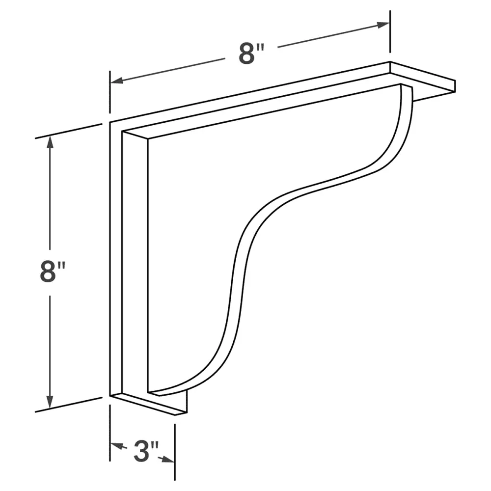Countertop Support Molding Bar Bracket Milan Pearl 3 . width 8 . height 8 . depth Simple Installation