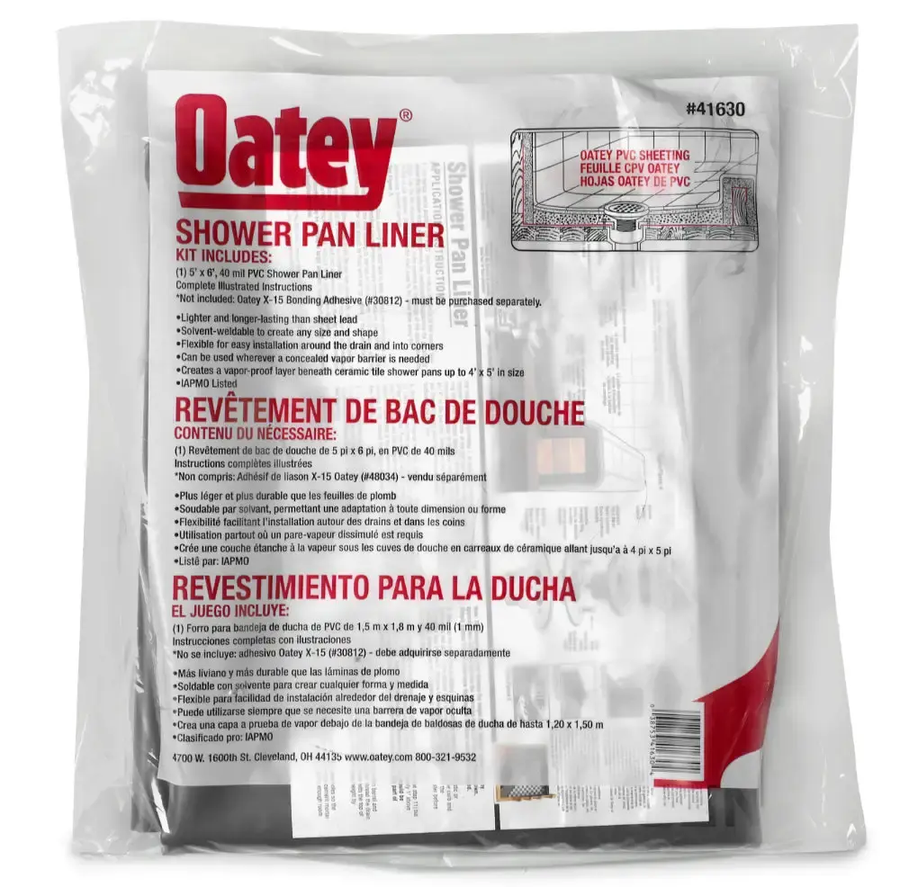 Oatey 41630 PVC Shower Pan Liner Floor 5' x 6' Waterproof Membrane