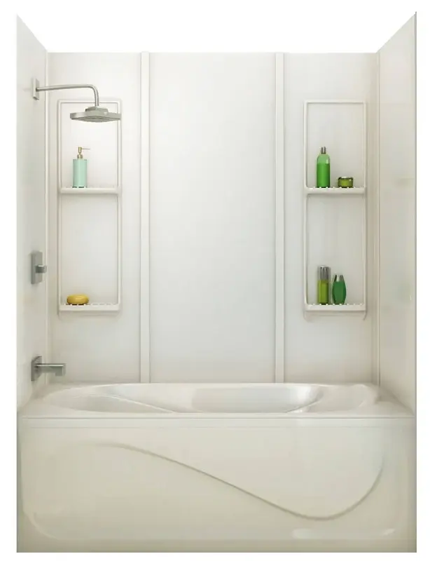 Maax Elan Series 101343-000-001 Bathtub Wall Kit, 31-3/4 L, 60-1/2 W, 59 H, Plastic glass, Glue Up Installation