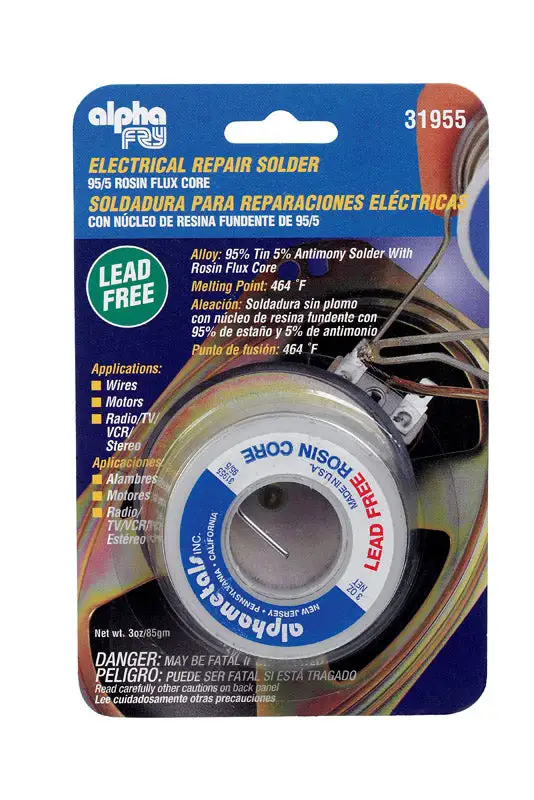 Alpha Fry 3 oz Lead-Free Plumbing Solder Silver-Bearing Alloy 0.125 .