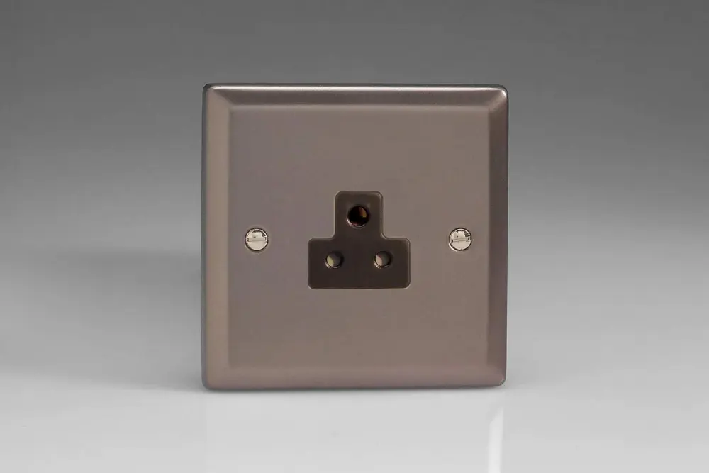 Energy Star Certified Varilight 1-Gang 2A Round Pin Socket Pewter XRRP2AB