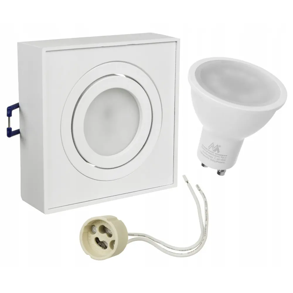 Maclean MCE464W LED Recessed Spotlight Ceiling Light 7W 560 Lumens 3000K Snug White GU10 Recessed Frame IP20 (Square Inclu...
