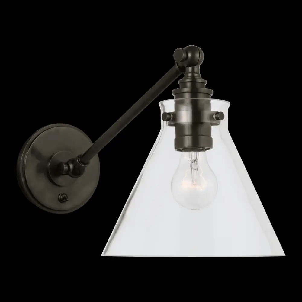 Parkington Single Library Wall Light - Rustic gold Clear Glass