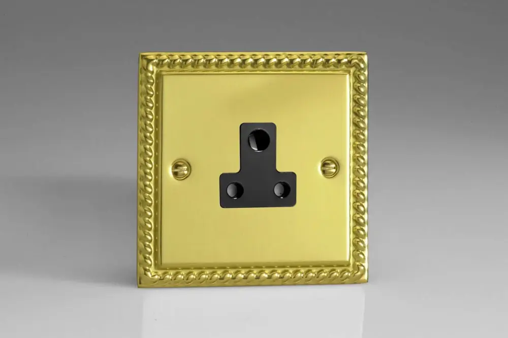 Varilight 1-Gang 5A Round Pin Plug Socket Georgian Warm alloy XGRP5AB