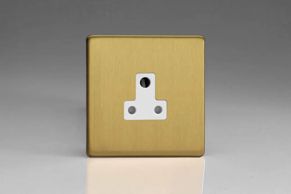Varilight 1-Gang 5A Round Pin Plug Socket Soft-touch Brass XDBRP5AWS