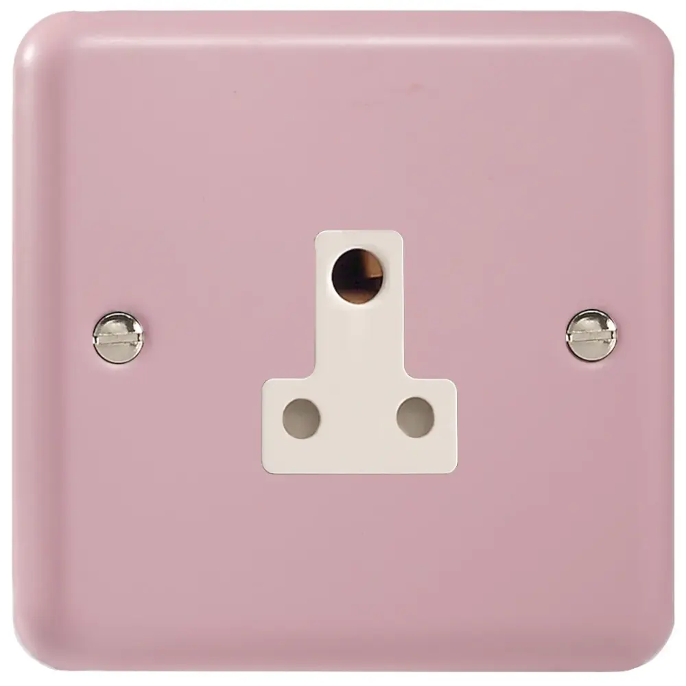 Varilight 1-Gang (Single), 5 Amp Round Pin Socket, Retro Lily Rose Pink XYRP5AW.RP Clear Glass Shade