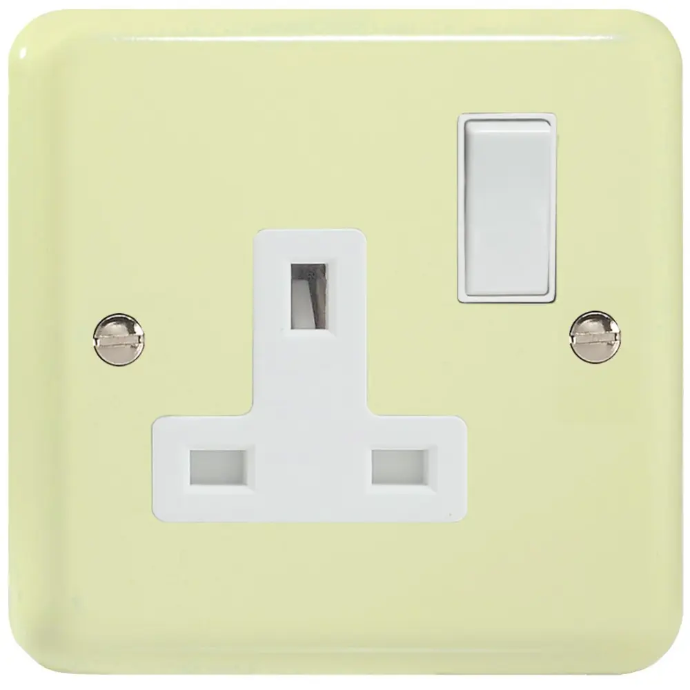 Varilight 1-Gang singular, 13 Amp Switched Socket, Classic Lily White Chocolate XY4W.WC