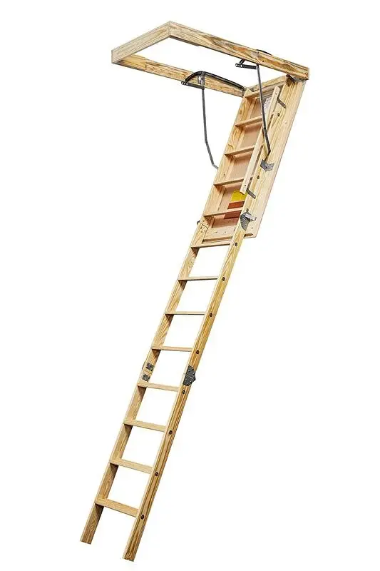 American Stairways Husky 444 Series 4255410FT Disappearing Stairway, 10 ft H Ceiling, 13-Step, 250 lb, 1 ft W Step