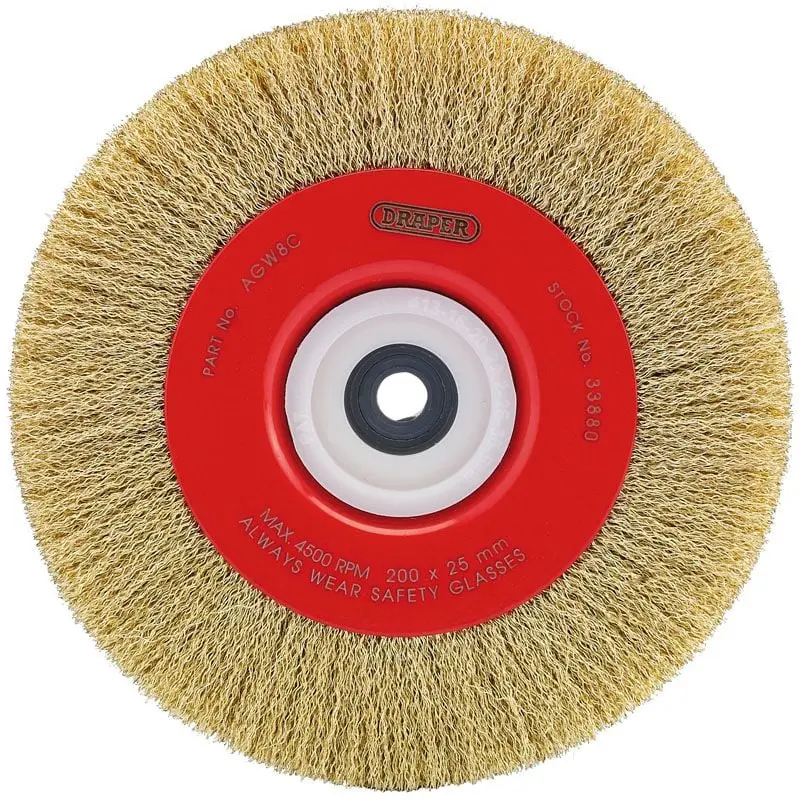 Draper AGW8C Crimped Reinforced Wire Brushes, 200 x 25mm - (33880)