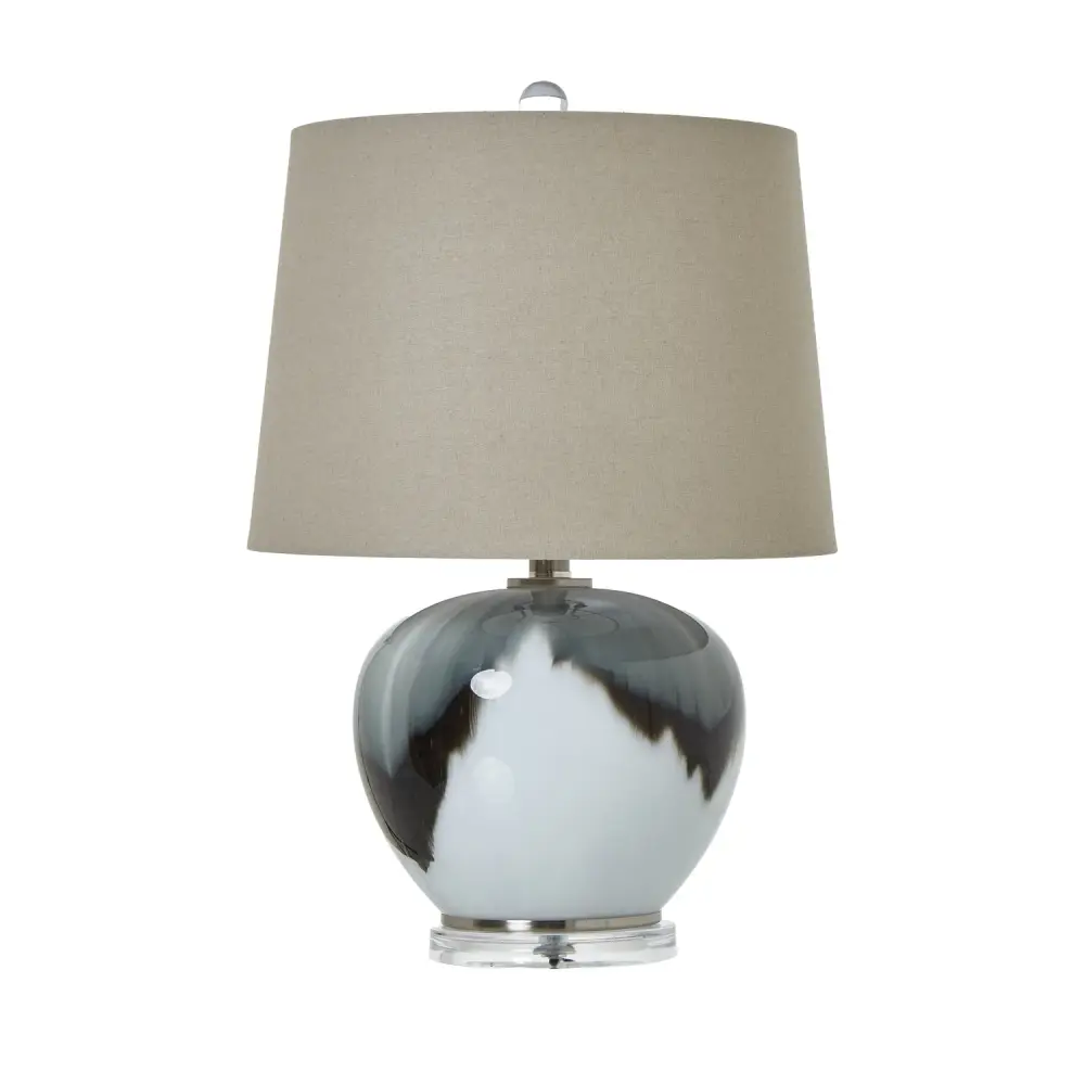 Glass Table Lamp Flax Shade - Grey | Dimmable | E26 Base