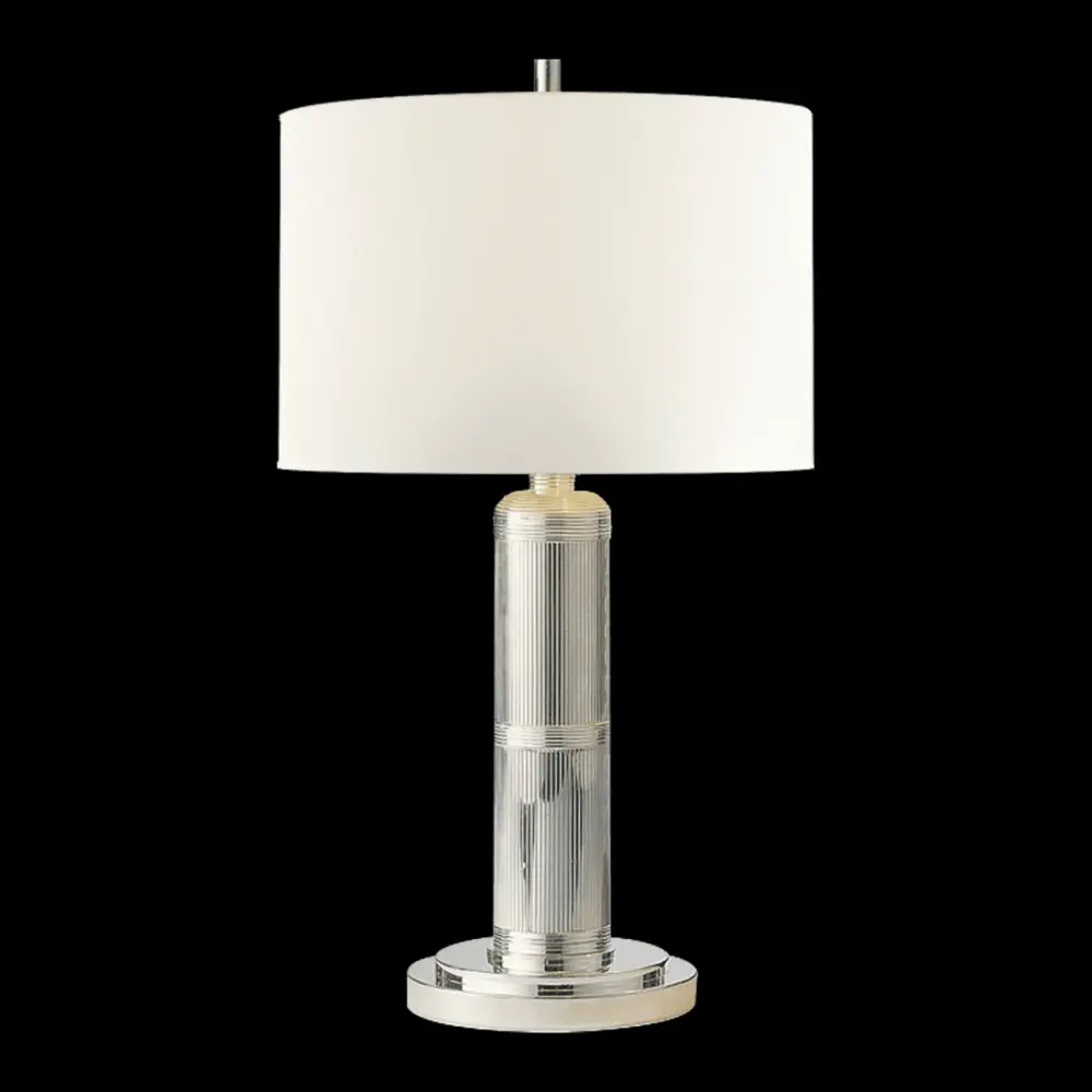 Longacre Slim Table Lamp - Polished Nickel Linen Shade