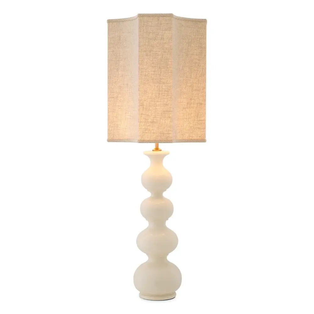 Mabel Table Lamp & Shade - Crackled Chalk Ceramic