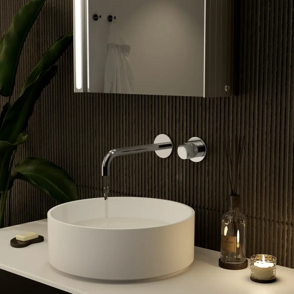Luxe Progressive Wall Mounted Basin Mixer - Chromium