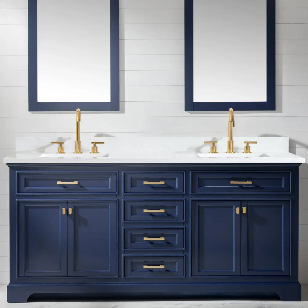 Milano 72" Double Sink Vanity Pearl Quartz Top