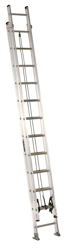 Louisville AE2200 Series AE2224 Extension Ladder, 23 ft 8 H Reach, 300 lb, 24-Step, 1-1/2 D Step, Aircraft-grade