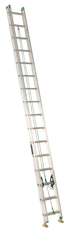 Louisville AE4232PG Extension Ladder, 379 H Reach, 225 lb, 32-Step, 1-1/2 D Step, Aircraft-grade