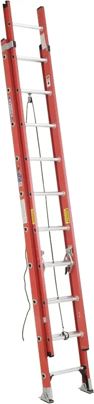 Werner D6220-2 Extension Ladder, 19 ft H Reach, 300 lb, 20-Step, Grp, Orange