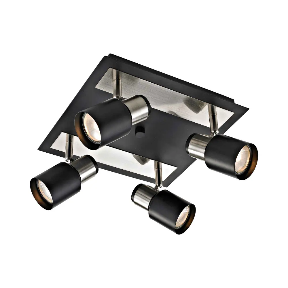 Jackson 4-Head Track Light Brushed Nickel and Non-glossy Black, 11.1" x 6.1"