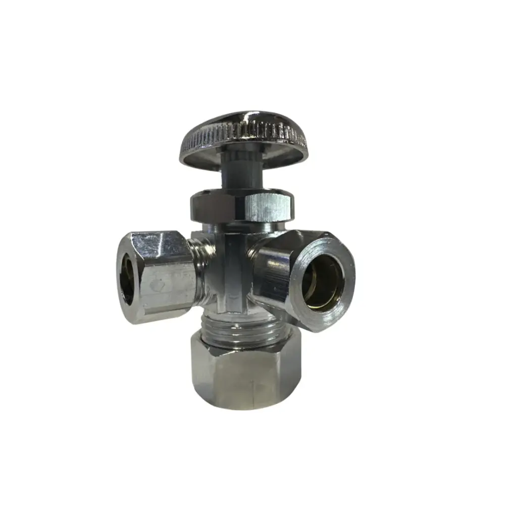 114-404NL Legend Valve & Fitting 5/8" OD X 3/8" OD x 3/8" OD T-587NL No Lead Chrome Warm alloy Multi-Turn Dual Outlet Valv...