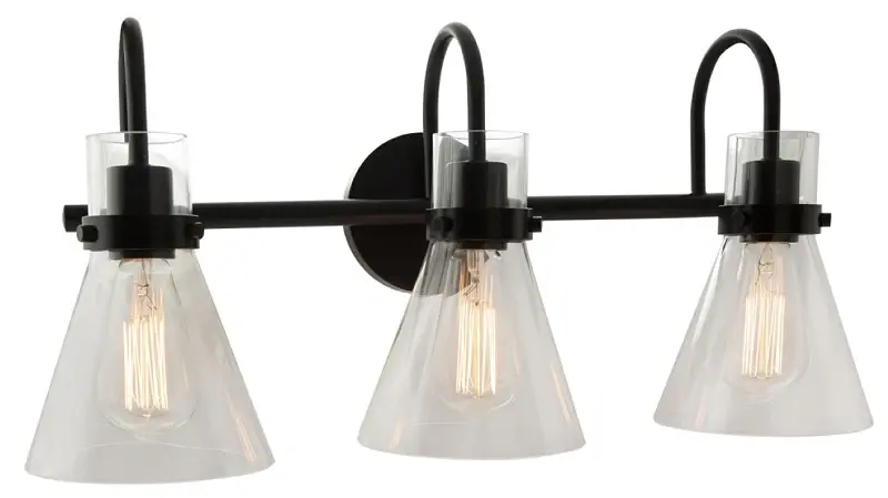 Boston Harbor D2021022 Three Light Vanity Fixture, 120 V, 60 W, 3-Lamp, Metal Fixture, Onyx Fixture, Matte Fixture