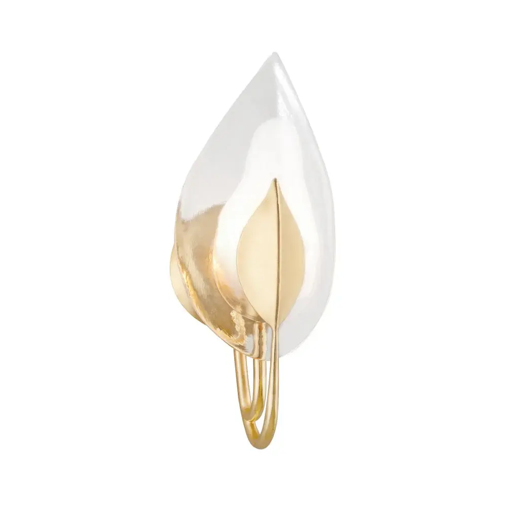 Blossom 1 Light Wall Sconce - Soft Off Pearl & Gold Leaf