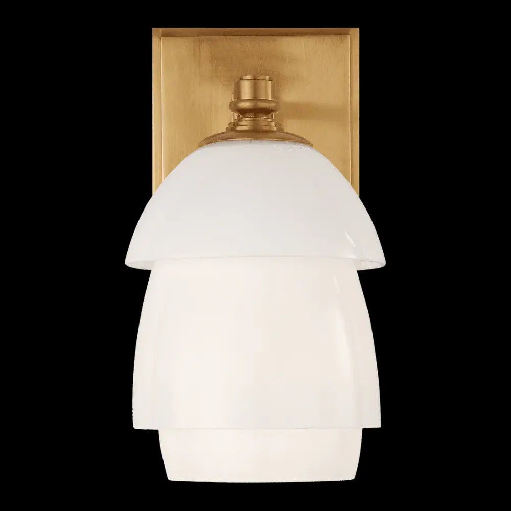 Whitman Tiny Sconce - Antique Brass White Glass Shade