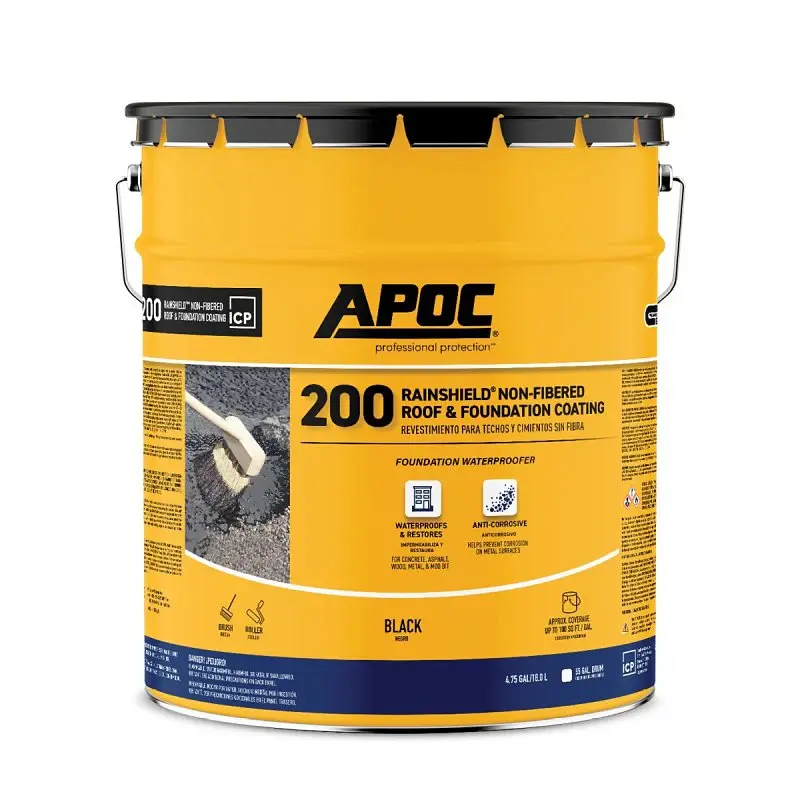 APOC 200 Rainshield AP-200 Series AP-2005 Non-Fibered Roof and Foundation Coating, Onyx, 4.75 gal, Pail, Liquid