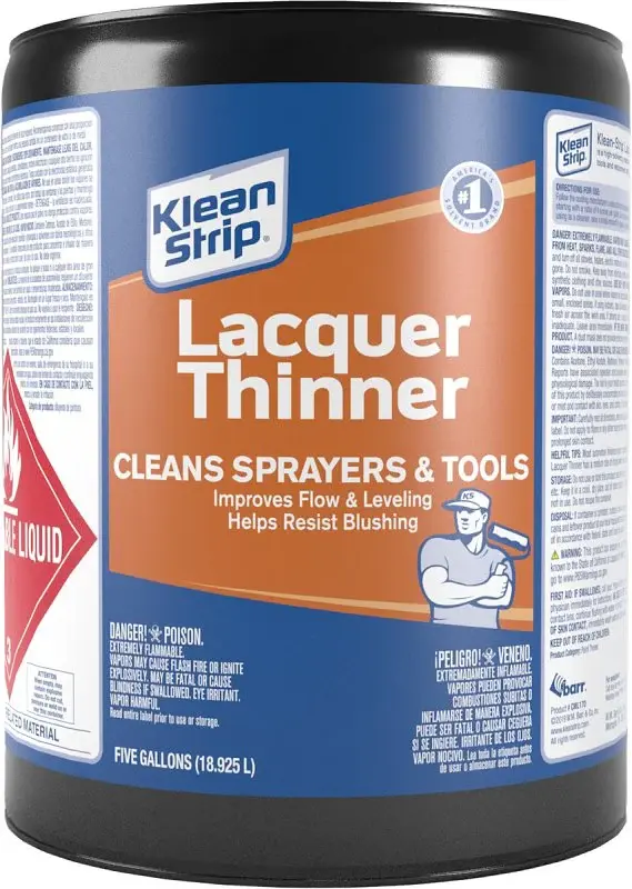 Klean Strip CML170 Lacquer Thinner, Liquid, Free, Clear, Water Snow, 5 gal, Can
