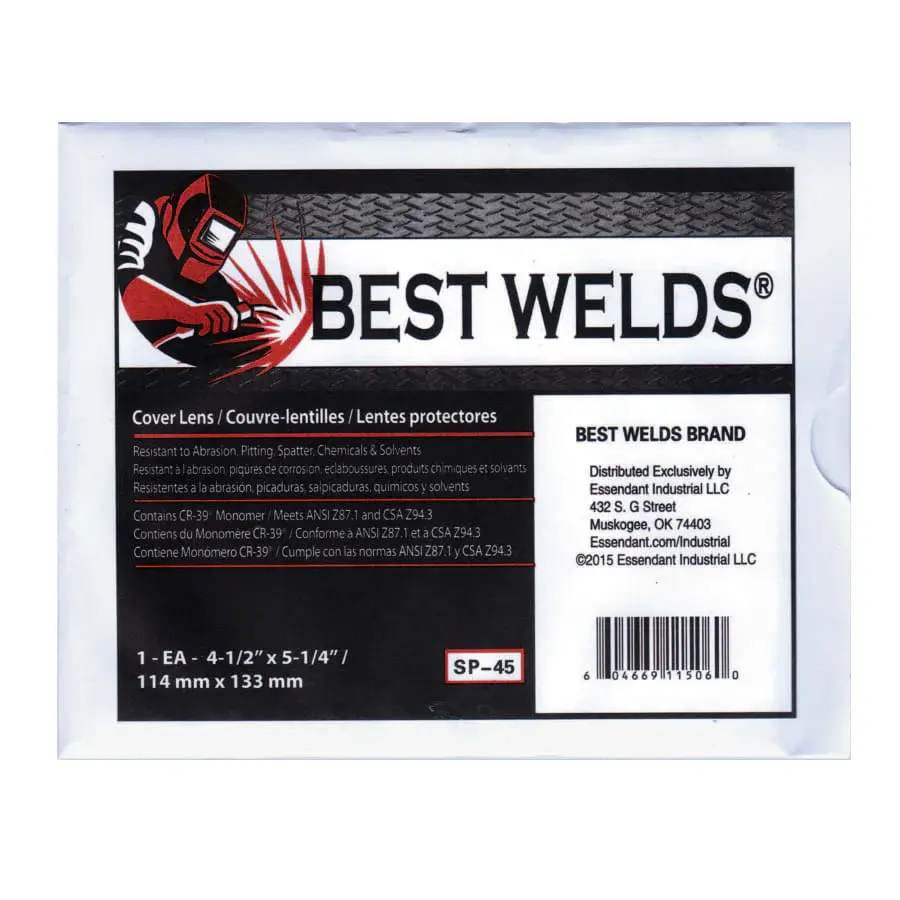 Best Welds Cover Lens, Scratch/Static Resistant, 5-1/4 x 4-1/2 , CR-39 Plastic 3 Pack